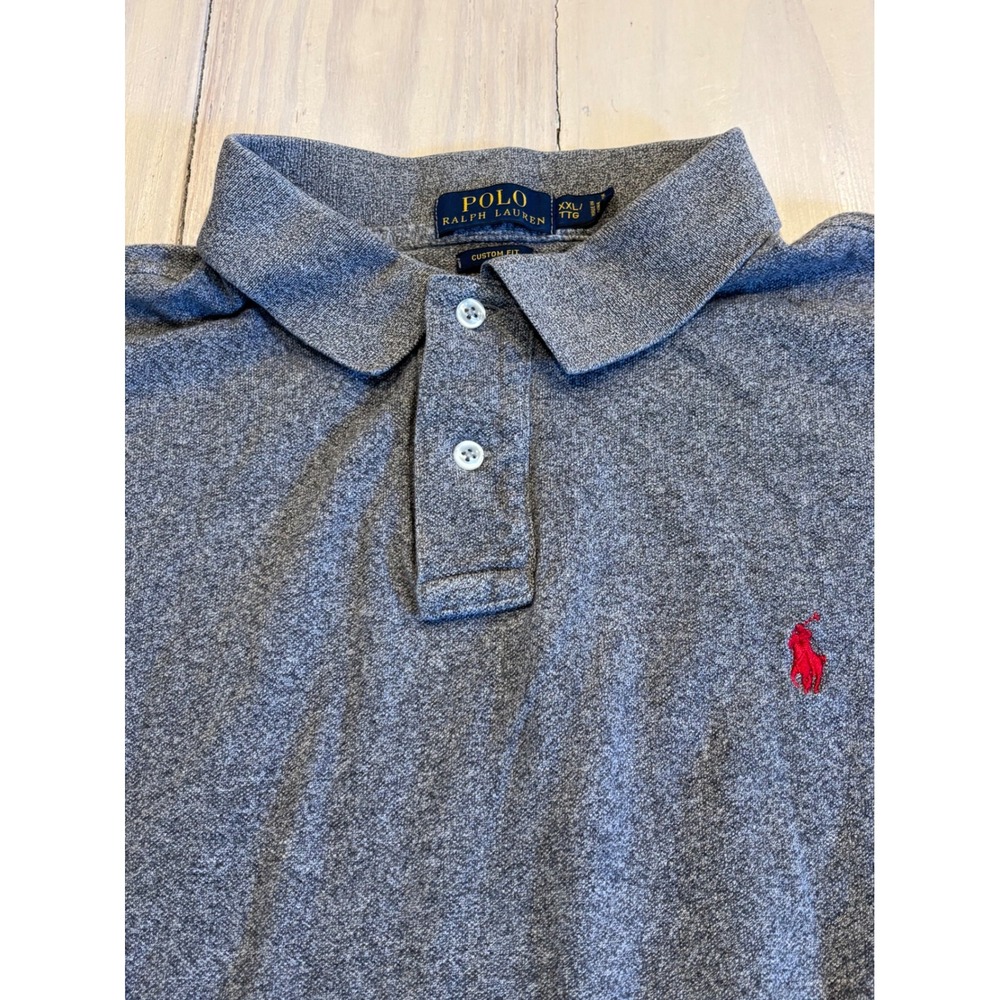 Polo Ralph Lauren Mens XXL Gray Heather Custom Fit Short Sleeve‎ Polo Shirt Pony